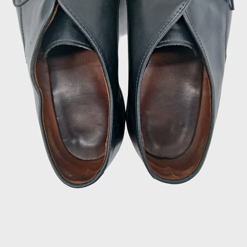 Allen Edmonds Shoes Mens Size 11.5 Black Leather Apron Toe Derby Made USA E